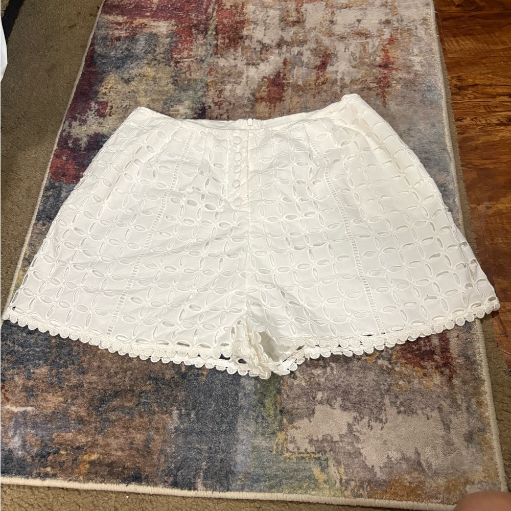 Lacey Ryan White High Waist Lace Shorts